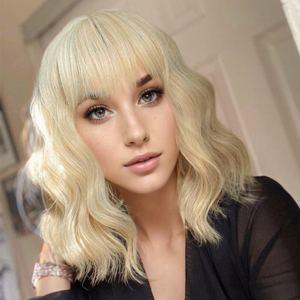Women's 60/88 Short Wavy Hair Pastel Bob Shoulder Length Synthetic Hair Wigs